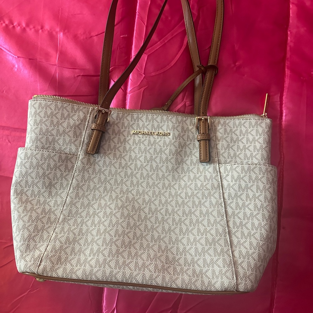 Michael Kors Beige and Brown Tote Bag